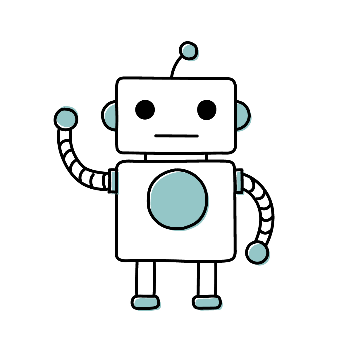 手を挙げるロボットのイラスト