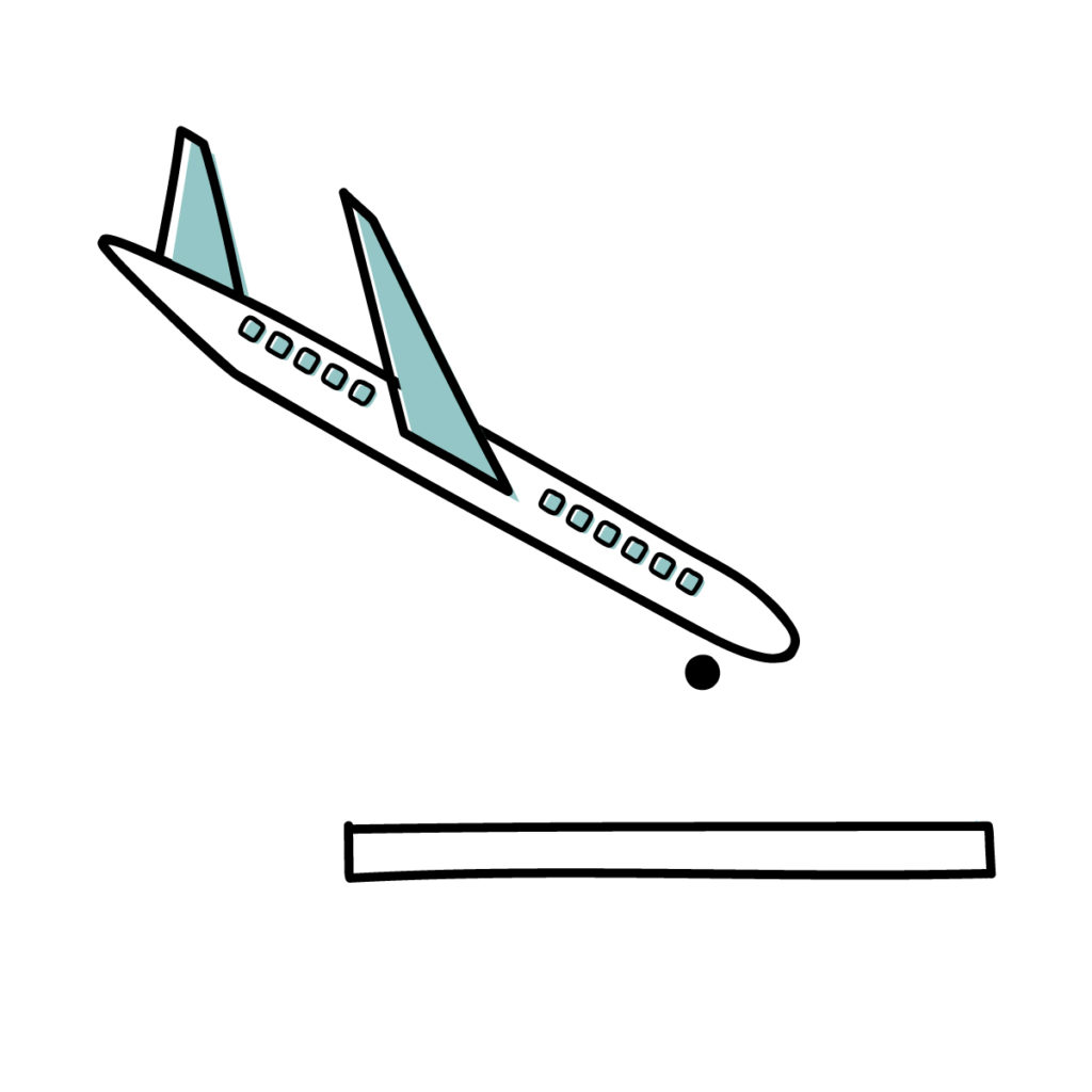 着陸する飛行機のイラスト