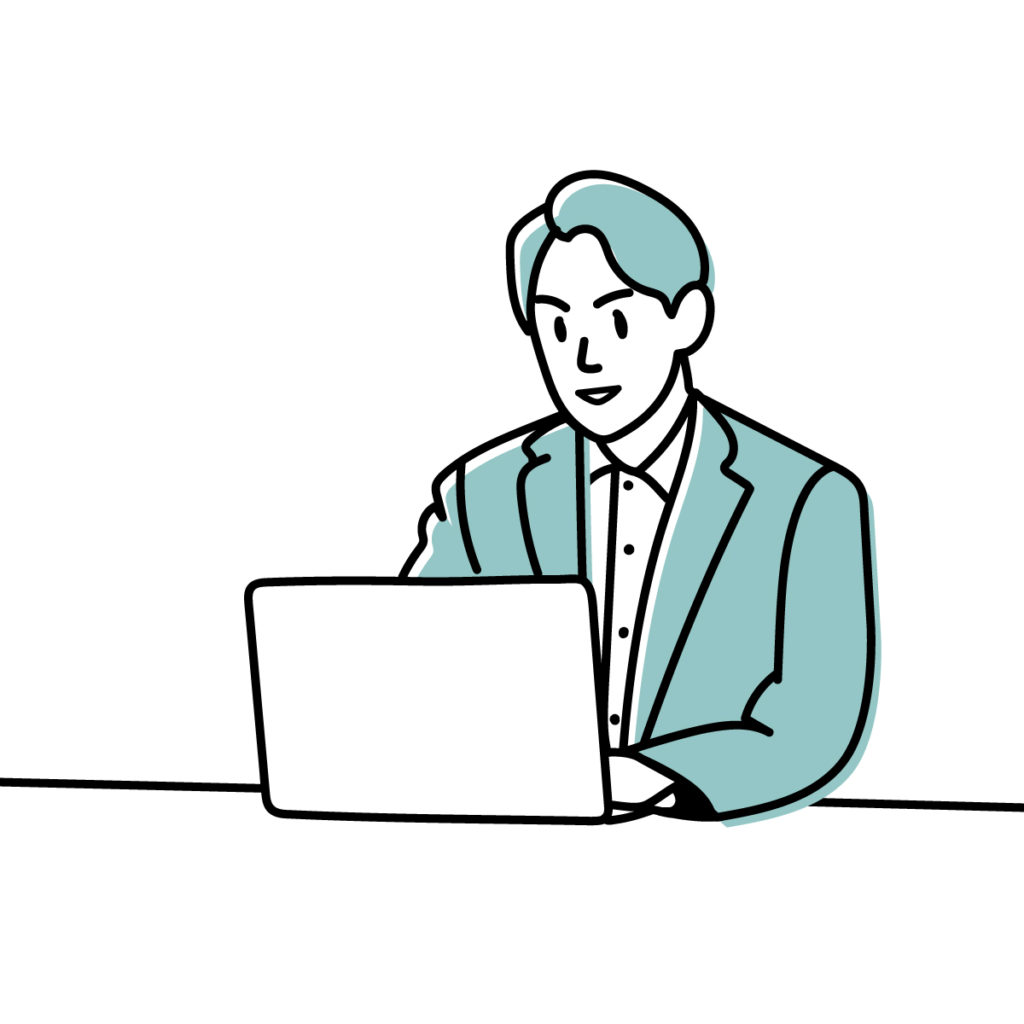 パソコンを操作する男性のイラスト